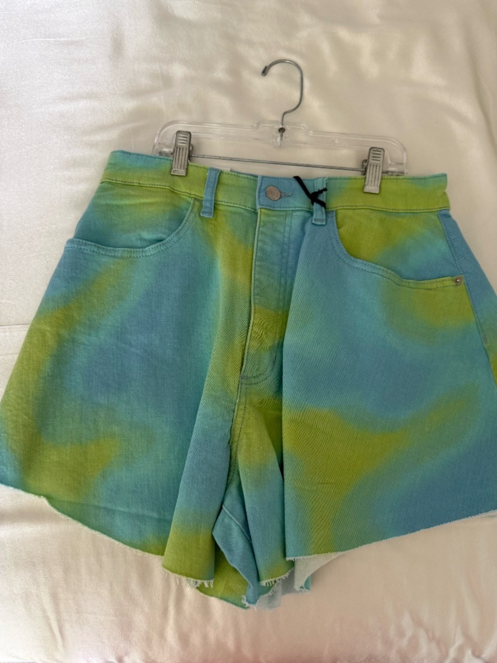 WeWoreWhat Blue Green Tie Dye Denim Shorts Size 28 NWT